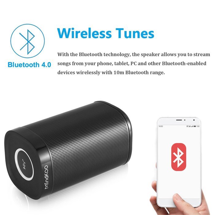 Bluetooth Speakers, Mindkoo Ultra Portable Smart Wireless Bluetooth 4.0 Stereo Speakers for Outdoor, Camping,... N8