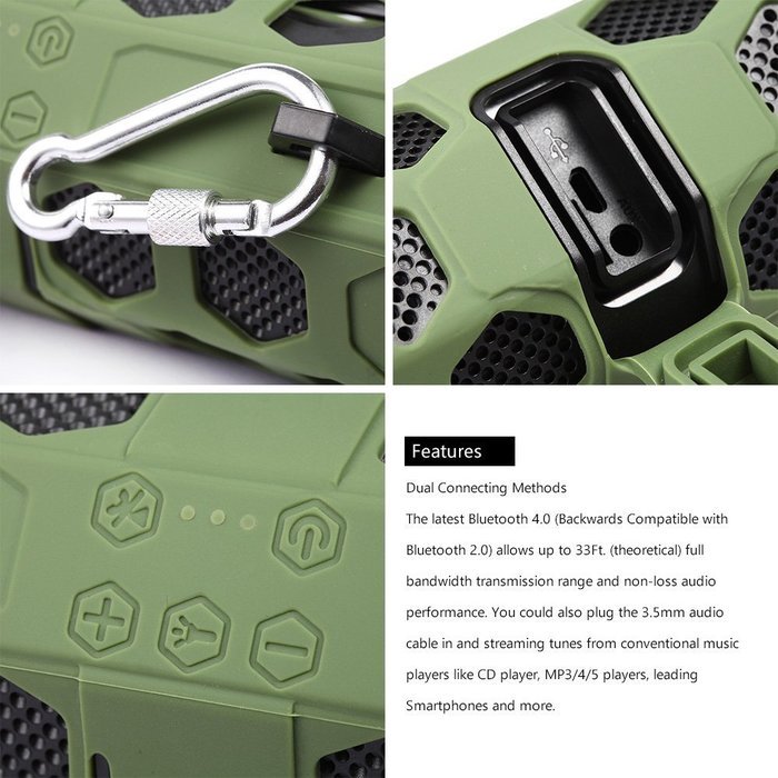 CoolifeOutdoor Waterproof Portable Bluetooth Speaker with 12-Watt Stereo SOS Alarm Outdoor Sports Bluetooth 4.0... N13