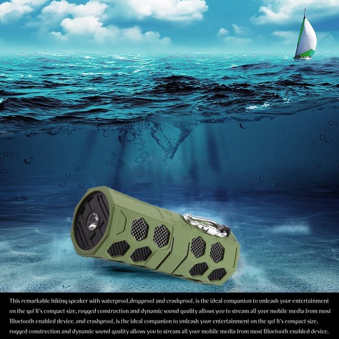 CoolifeOutdoor Waterproof Portable Bluetooth Speaker with 12-Watt Stereo SOS Alarm Outdoor Sports Bluetooth 4.0... N20