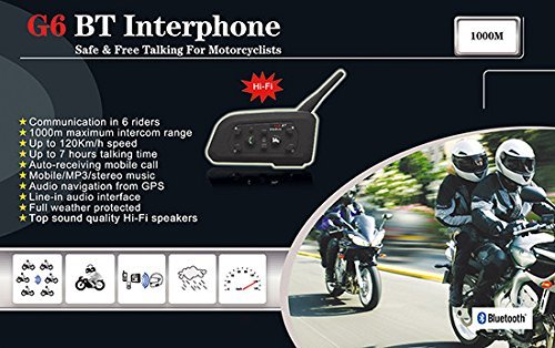 2XG6 6 riders BT interphone bluetooth helmet intercom with Hi-Fi speakers