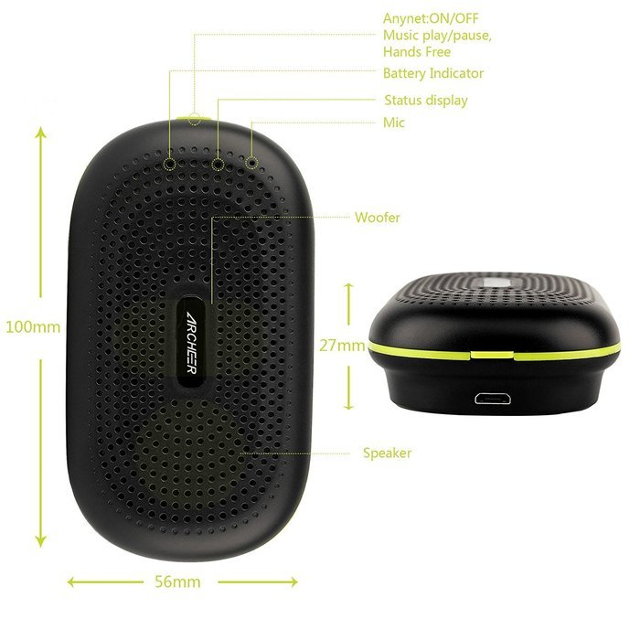 ARCHEER Portable Wireless Bluetooth Shower Speakers With 3000mAh Power Bank External Battery Charger, Bulit-in... N6
