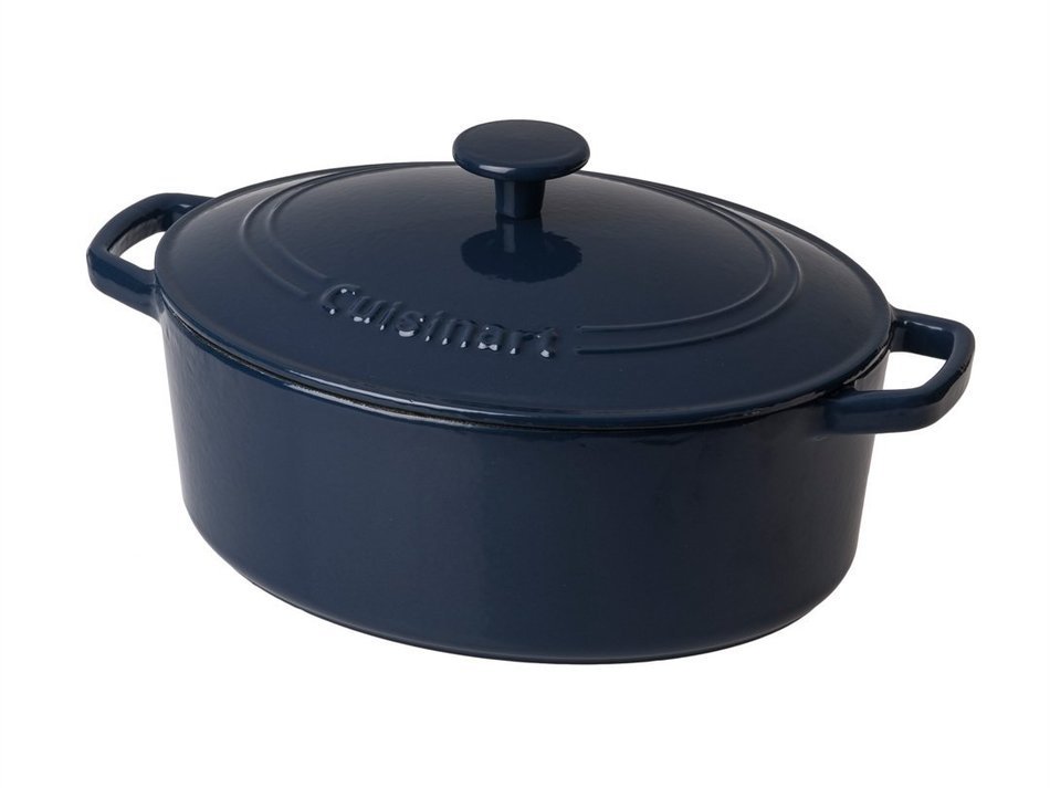 Cuisinart CI755-30CR Chef's Classic Enameled Cast Iron 5-1/2-Quart Oval Covered Casserole, Cardinal Red