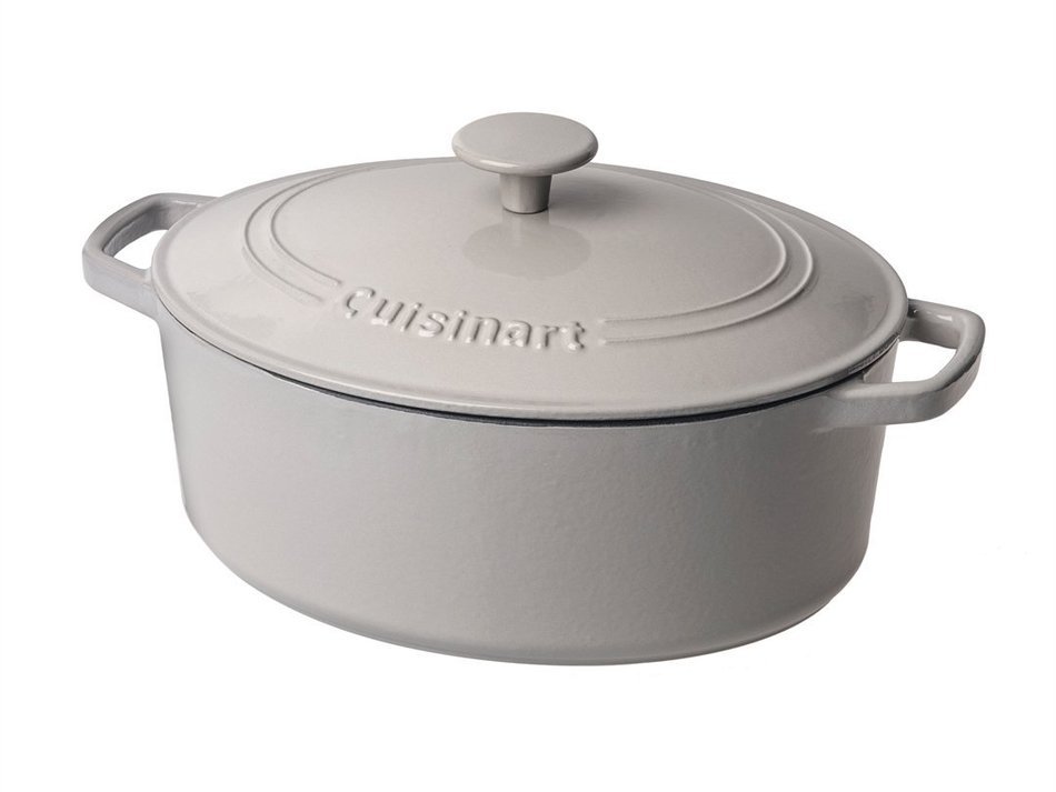 Cuisinart CI755-30CR Chef's Classic Enameled Cast Iron 5-1/2-Quart Oval Covered Casserole, Cardinal Red N3