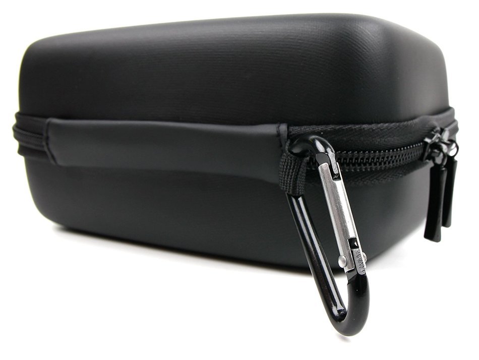 DURAGADGET Premium Quality Black Hard Shell EVA Box Case with Carabiner Clip & Twin Zips for NEW JBL Clip / Clip... N4