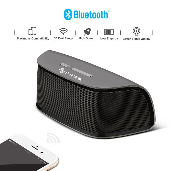 Bluetooth Speaker E-Spark S1 10W Stereo Speaker (10W Output Power Driver Passive Subwoofer Strong Bass Aluminum-Alloy... N11