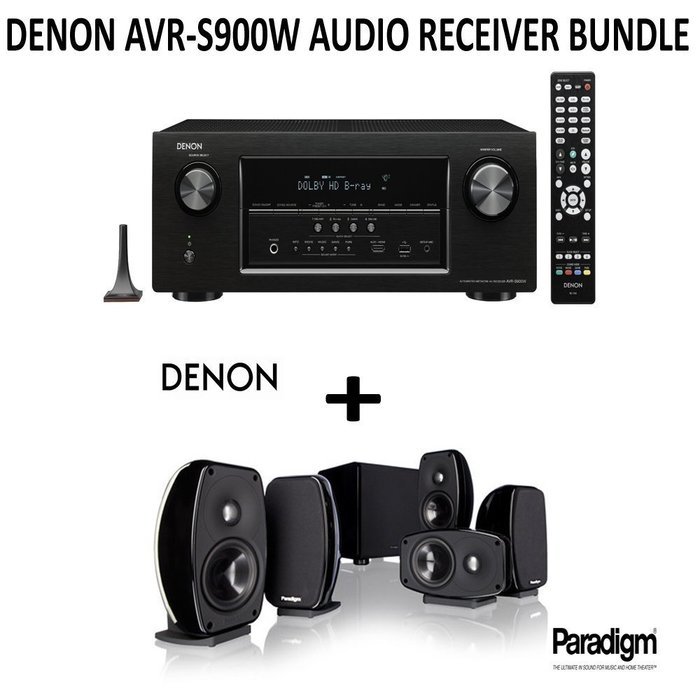 Denon AVR-S900W Bundle 7.2-Channel Network A/V Receiver with Bluetooth and Wi-Fi + Paradigm Cinema 100 Home Theater...