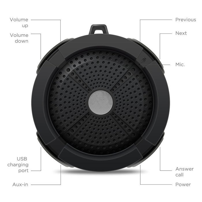 Speedcontrol Portable Wireless Bluetooth Speaker 3.0 Built in Microphone Waterproof Outdoor/Shower Suction Cup... N2
