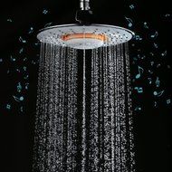 Facilla Modern 8" ABS Rain Shower Head Wireless Speaker Bluetooth Phone Chrome Music