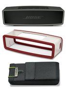 Bose SoundLink Mini II Carbon Bluetooth Speaker Bundle with Deep Red Cover and Travel Bag