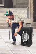 B&Ouml;HM StagePro Trolley Speaker &ndash; Portable Rechargeable Bluetooth Music Player &amp; PA System with Wireless Microphone... N4