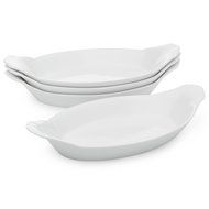HIC Porcelain Oval Au Gratin 10-inch, Set of 3