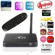 Joinwe-world X98 Android TV Box 2GB/16GB Quad Core Android 5.1 Streaming Media Player with C120 Wireless keyboard