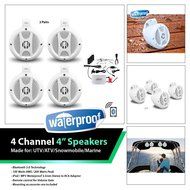 Lanzar OPTIUTVA10B Opti-Drive Waterproof Bluetooth Quad Speaker and Amplifier Sound System, (4) Wakeboard 4&#039;&#039;... N3