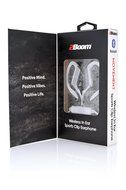 2BOOM Wireless Hands Free Bluetooth Sweat Proof In Ear Buds with Clip Headphone White N3