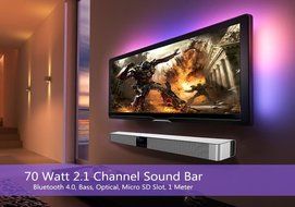 39.37 Inch 70 Watt 2.1 Channel Sound Bar "Sound Wave" - Bluetooth 4.0, Bass, Optical, Micro SD Slot, Touch key... N4