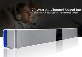 39.37 Inch 70 Watt 2.1 Channel Sound Bar "Sound Wave" - Bluetooth 4.0, Bass, Optical, Micro SD Slot, Touch key... N5