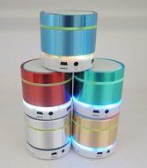 Mini Lightweight Stereo Sound Bluetooth Speakers with Colorful Led Light Rechargeable Battery Build in FM Radio... N4