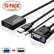 VGA to HDMI Output, Costech HD 1080p TV AV HDTV Video Cable Converter Adapter Plug and Play with Audio for HDTVs... N12