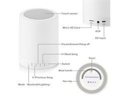 Bluetooth Speaker Touch Control Color Night Light Table Lamp, SolidPin Portable Wireless Louder with Hands-free... N2
