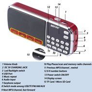 Mifine Portable Pocket FM Radio Speaker Mp3 Music Player with Micro SD/TF Card/USB Disk Input,Emergency Flashlight... N10