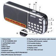 Mifine Portable Pocket FM Radio Speaker Mp3 Music Player with Micro SD/TF Card/USB Disk Input,Emergency Flashlight... N16