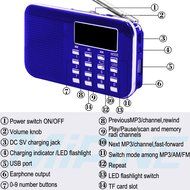 Mifine Portable Pocket FM Radio Speaker Mp3 Music Player with Micro SD/TF Card/USB Disk Input,Emergency Flashlight... N27