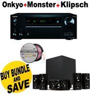 Onkyo TX-NR757 7.2-Channel Network A/V Receiver + Klipsch HDT-600 Home Theater System + Monster - Platinum XP...