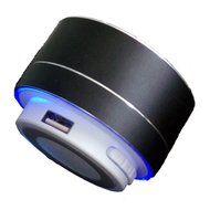 Generic Wireless Bluetooth Metal Steel Speaker With LED Light for Tablet PC iPhones Cell Phones - Black N2