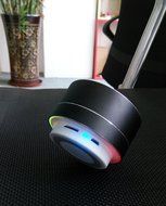 Generic Wireless Bluetooth Metal Steel Speaker With LED Light for Tablet PC iPhones Cell Phones - Black N4