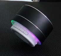 Generic Wireless Bluetooth Metal Steel Speaker With LED Light for Tablet PC iPhones Cell Phones - Black N5