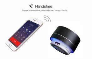 Generic Wireless Bluetooth Metal Steel Speaker With LED Light for Tablet PC iPhones Cell Phones - Black N7