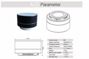 Generic Wireless Bluetooth Metal Steel Speaker With LED Light for Tablet PC iPhones Cell Phones - Black N8