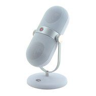 iQualTech Wireless Bluetooth Speaker With Built In Mic And Microphone Style Stand (White)