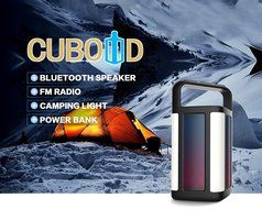 Cuboid Bluetooth Speaker FM Radio LED Light Power Bank All in One Partner N2