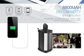 Cuboid Bluetooth Speaker FM Radio LED Light Power Bank All in One Partner N5