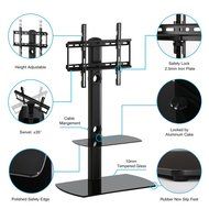 Fitueyes Swivel Floor tv stand with mount and two shelves for 32-50&quot; Sony/ Samsung /LG/ Vizio TV TT206501GB N3