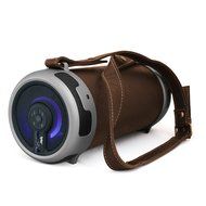 Tyler Portable Wireless Bluetooth Stereo Cylinder Speaker TWS401-BR with LED Light, FM Radio, AUX and MicroSD/... N2