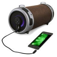 Tyler Portable Wireless Bluetooth Stereo Cylinder Speaker TWS401-BR with LED Light, FM Radio, AUX and MicroSD/... N4
