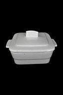 Set 4 Individual Portion White Porcelain Square Casserole Cocotte Dishes N2