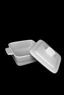 Set 4 Individual Portion White Porcelain Square Casserole Cocotte Dishes N3
