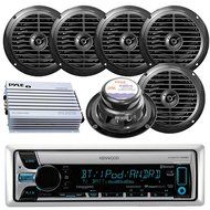 Kenwood KMR-D765BT Bluetooth CD MP3 USB AUX AM/FM Radio Marine Boat Stereo 6 X 6.5 Dual Cone Marine Speakers 4...