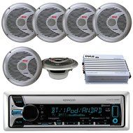 Kenwood KMR-D765BT Bluetooth CD MP3 USB AUX AM/FM Radio Marine Boat Stereo 6 X 6.5 Dual Cone Marine Speakers 4... N7