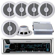 Kenwood KMR-D765BT Bluetooth CD MP3 USB AUX AM/FM Radio Marine Boat Stereo 6 X 6.5 Dual Cone Marine Speakers 4... N8
