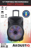 AKOUSTIQ RC15 15-Inch Rechargeable Bluetooth Speaker System with USB/SD Readers, Microphone Line In and LED Party... N2