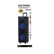 QFX PBX-1121000 Rechargeable PA Speaker Bluetooth/FM/USB/SD/AUX IN/EQ/Lights