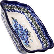 Polish Pottery Ceramika Boleslawiec Fala Baker Small, 7-3/4-Inch by 6-1/8-Inch, 3 Cups, Royal Blue Patterns with...