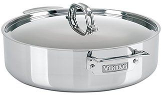 Viking Culinary 3-Ply Stainless Steel Casserole Pan, 6.4 Quart