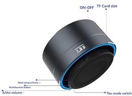 Portable Bluetooth Speaker, Black Aluminium Alloy - LED Light - Compatible with Smartphone, Tablets, Iphone, Samsung... N4
