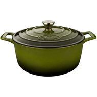 La Cuisine LC 4150 Cast Iron Casserole with Cream Interior, 2.2 quart, Green/Cream