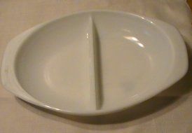 Vintage Pyrex Milk Glass Oval Divided Casserole Dish 1 1/2 Quart - #1063